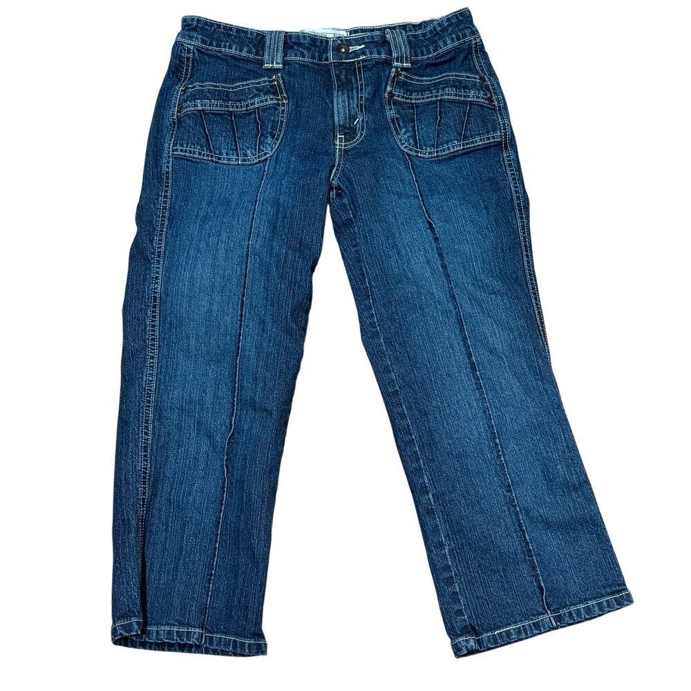 Levi Strauss Signature Junior Size 7 Denim Capri Jean Stretch W30 L22.5 Mid Rise